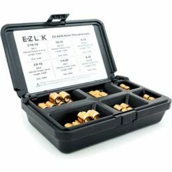 EZ Lok E-Z Knife™ Threaded Insert Assortment Kit for Hard Wood - Brass - 6-32 to 3/8-16 - EZ-A400