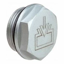J.W. Winco 741-40-G1-ES-2 Aluminum Threaded Plug w/Fill Symbol w/2mm Vent Hole G 1" Pipe Thread