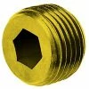1/8" NPTF Socket Head Pipe Plug - 7/8" Taper - Flush Seal - Brass - Pkg of 100 - Holo-Krome 11102